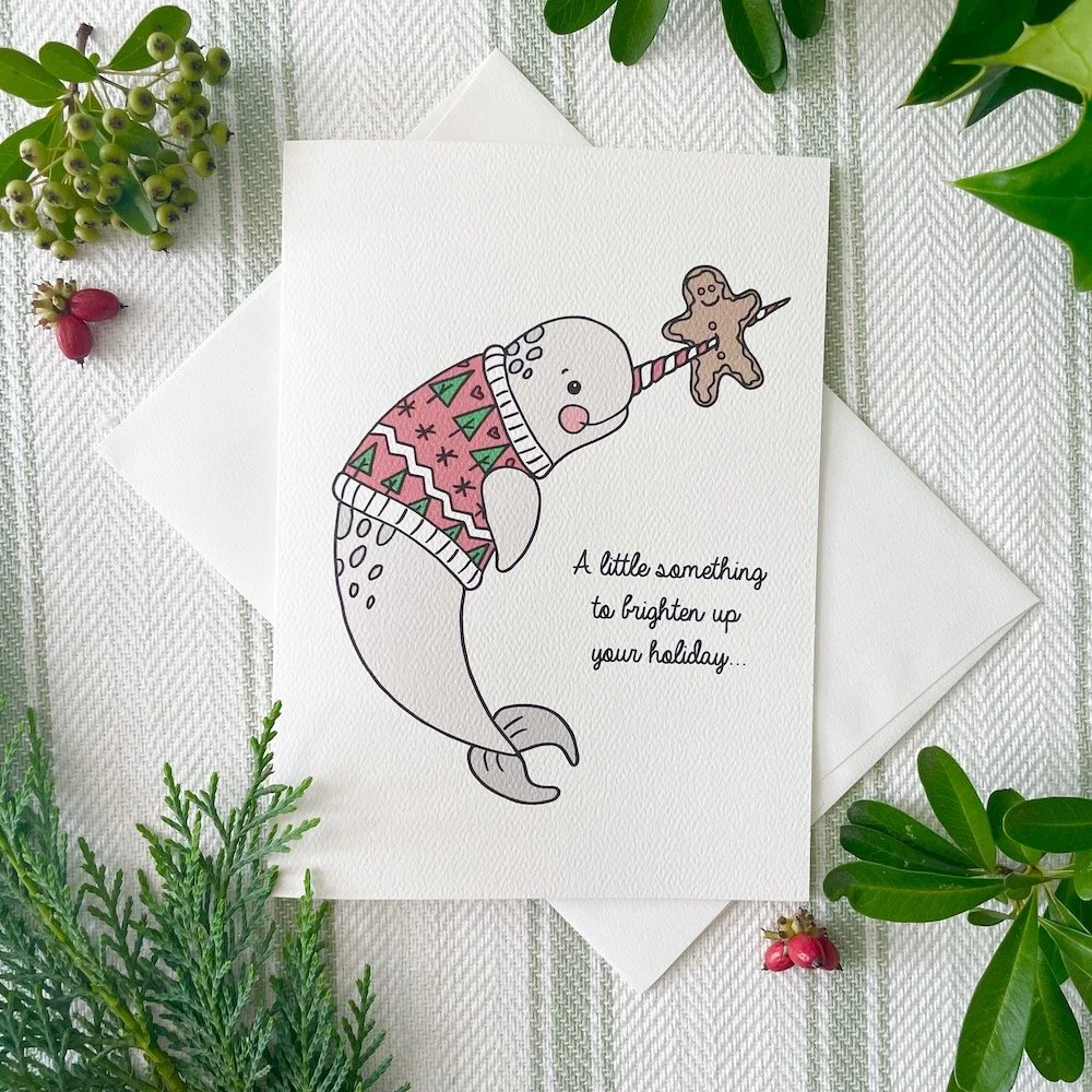Christmas Narwhal Greeting Card — Amy Richards Illustration